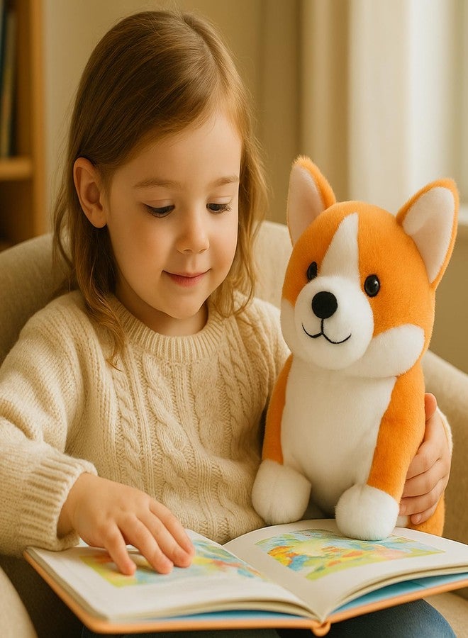 WEIGEDU Corgi Plush Toy, 12 Inch Cute Stuffed Animal, Soft Kawaii Dog Pillow, Realistic Welsh Corgi Puppy, Gifts for Kids and Dog Lovers, Orange and White - Image 4
